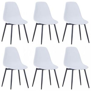 Jídelní židle 6 ks plast / kov Dekorhome Bílá, Jídelní židle 6 ks plast / kov Dekorhome Bílá obraz