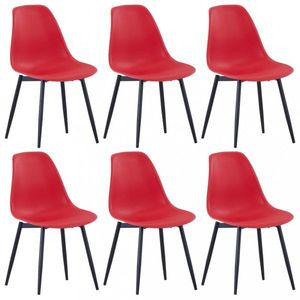 Jídelní židle 6 ks plast / kov Dekorhome Červená, Jídelní židle 6 ks plast / kov Dekorhome Červená obraz