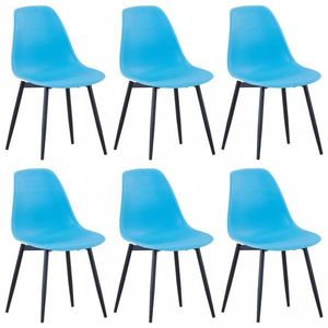 Jídelní židle 6 ks plast / kov Dekorhome Modrá, Jídelní židle 6 ks plast / kov Dekorhome Modrá obraz