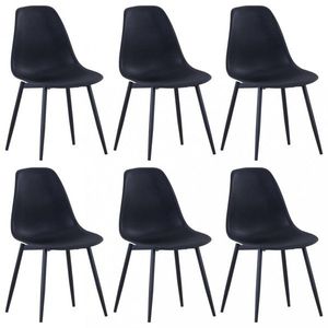 Jídelní židle 6 ks plast / kov Dekorhome Černá, Jídelní židle 6 ks plast / kov Dekorhome Černá obraz