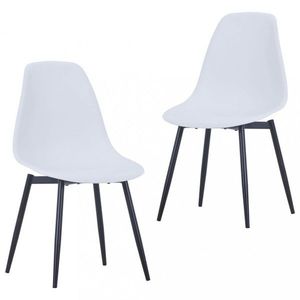Jídelní židle 2 ks plast / kov Dekorhome Bílá, Jídelní židle 2 ks plast / kov Dekorhome Bílá obraz