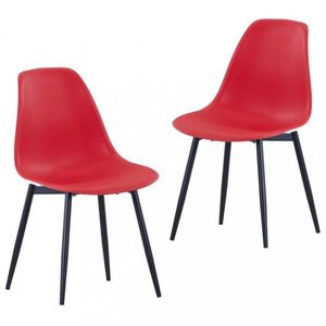 Jídelní židle 2 ks plast / kov Dekorhome Červená, Jídelní židle 2 ks plast / kov Dekorhome Červená obraz