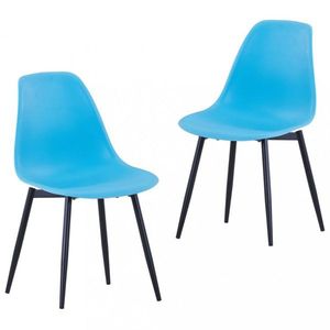 Jídelní židle 2 ks plast / kov Dekorhome Modrá, Jídelní židle 2 ks plast / kov Dekorhome Modrá obraz