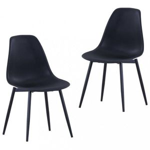 Jídelní židle 2 ks plast / kov Dekorhome Černá, Jídelní židle 2 ks plast / kov Dekorhome Černá obraz