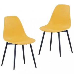 Jídelní židle 2 ks plast / kov Dekorhome Žlutá, Jídelní židle 2 ks plast / kov Dekorhome Žlutá obraz
