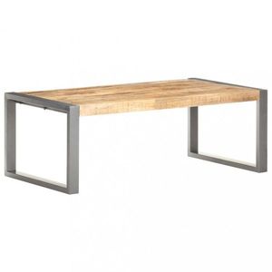 Konferenční stolek masivní dřevo / kov Dekorhome Šedá, Konferenční stolek masivní dřevo / kov Dekorhome Šedá obraz