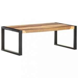 Konferenční stolek masivní dřevo / kov Dekorhome Černá, Konferenční stolek masivní dřevo / kov Dekorhome Černá obraz