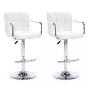 Barové židle 2 ks umělá kůže / kov Dekorhome Bílá, Barové židle 2 ks umělá kůže / kov Dekorhome Bílá obraz