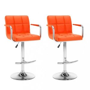 Barové židle 2 ks umělá kůže / kov Dekorhome Oranžová, Barové židle 2 ks umělá kůže / kov Dekorhome Oranžová obraz