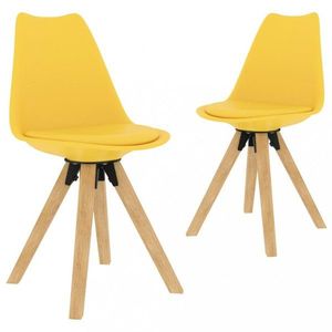 Jídelní židle 2 ks plast / umělá kůže / buk Dekorhome Žlutá, Jídelní židle 2 ks plast / umělá kůže / buk Dekorhome Žlutá obraz