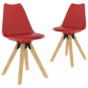 Jídelní židle 2 ks plast / umělá kůže / buk Dekorhome Červená, Jídelní židle 2 ks plast / umělá kůže / buk Dekorhome Červená obraz