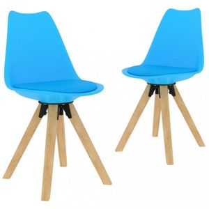 Jídelní židle 2 ks plast / umělá kůže / buk Dekorhome Světle modrá, Jídelní židle 2 ks plast / umělá kůže / buk Dekorhome Světle modrá obraz