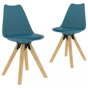 Jídelní židle 2 ks plast / umělá kůže / buk Dekorhome Modrá obraz