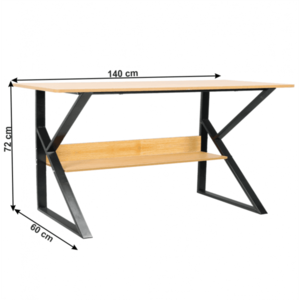 Pracovní stůl s policí TARCAL buk / černá 140x60 cm, Pracovní stůl s policí TARCAL buk / černá 140x60 cm obraz