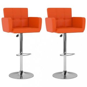 Barové židle 2 ks umělá kůže / kov Dekorhome Oranžová, Barové židle 2 ks umělá kůže / kov Dekorhome Oranžová obraz