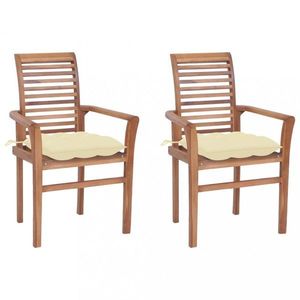 Zahradní židle s poduškami 2 ks teakové dřevo Dekorhome Krémová, Zahradní židle s poduškami 2 ks teakové dřevo Dekorhome Krémová obraz