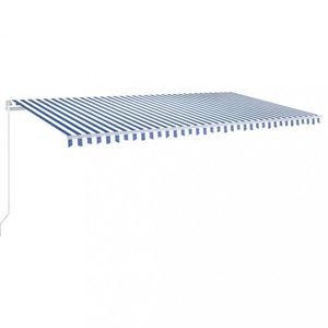 Ručně zatahovací markýza s LED světlem 600x350 cm Dekorhome Bílá / modrá obraz