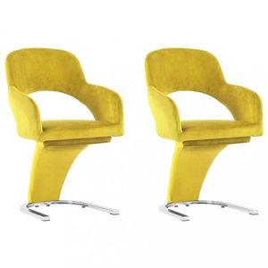Jídelní židle 2 ks samet / chrom Dekorhome Žlutá, Jídelní židle 2 ks samet / chrom Dekorhome Žlutá obraz