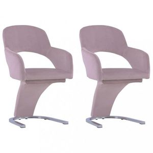 Jídelní židle 2 ks samet / chrom Dekorhome Světle růžová, Jídelní židle 2 ks samet / chrom Dekorhome Světle růžová obraz