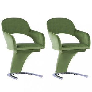 Jídelní židle 2 ks samet / chrom Dekorhome Zelená, Jídelní židle 2 ks samet / chrom Dekorhome Zelená obraz