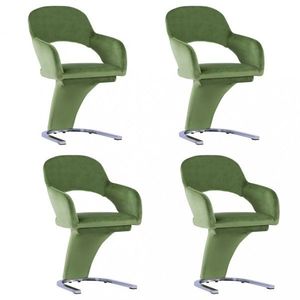 Jídelní židle 4 ks samet / chrom Dekorhome Zelená, Jídelní židle 4 ks samet / chrom Dekorhome Zelená obraz