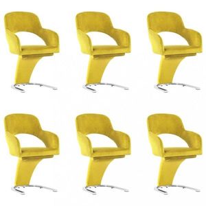 Jídelní židle 6 ks samet / chrom Dekorhome Žlutá, Jídelní židle 6 ks samet / chrom Dekorhome Žlutá obraz