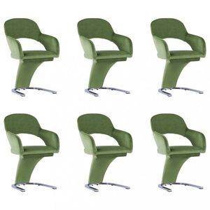 Jídelní židle 6 ks samet / chrom Dekorhome Zelená, Jídelní židle 6 ks samet / chrom Dekorhome Zelená obraz