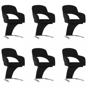 Jídelní židle 6 ks samet / chrom Dekorhome Černá, Jídelní židle 6 ks samet / chrom Dekorhome Černá obraz