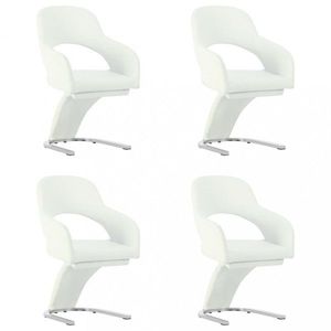 Jídelní židle 4 ks umělá kůže / chrom Dekorhome Bílá, Jídelní židle 4 ks umělá kůže / chrom Dekorhome Bílá obraz
