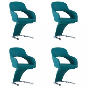 Jídelní židle 4 ks umělá kůže / chrom Dekorhome Modrá, Jídelní židle 4 ks umělá kůže / chrom Dekorhome Modrá obraz
