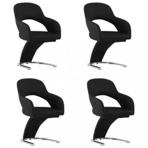 Jídelní židle 4 ks umělá kůže / chrom Dekorhome Černá, Jídelní židle 4 ks umělá kůže / chrom Dekorhome Černá obraz
