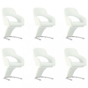Jídelní židle 6 ks umělá kůže / chrom Dekorhome Bílá, Jídelní židle 6 ks umělá kůže / chrom Dekorhome Bílá obraz