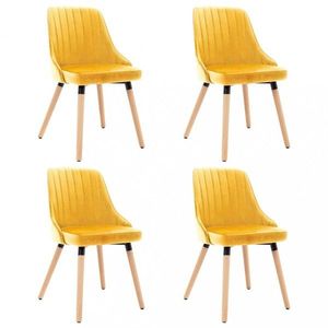 Jídelní židle 4 ks látka / buk Dekorhome Žlutá, Jídelní židle 4 ks látka / buk Dekorhome Žlutá obraz