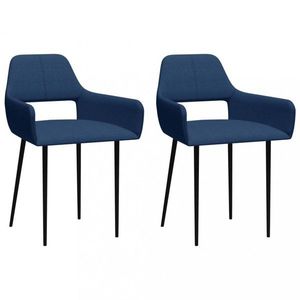 Jídelní židle 2 ks látka / kov Dekorhome Modrá, Jídelní židle 2 ks látka / kov Dekorhome Modrá obraz