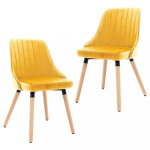 Jídelní židle 2 ks samet / buk Dekorhome Žlutá, Jídelní židle 2 ks samet / buk Dekorhome Žlutá obraz