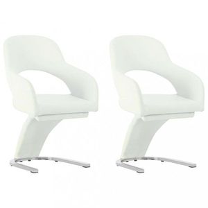 Jídelní židle 2 ks umělá kůže / chrom Dekorhome Bílá, Jídelní židle 2 ks umělá kůže / chrom Dekorhome Bílá obraz