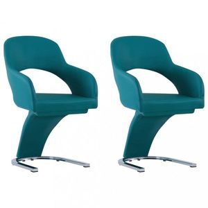 Jídelní židle 2 ks umělá kůže / chrom Dekorhome Modrá, Jídelní židle 2 ks umělá kůže / chrom Dekorhome Modrá obraz