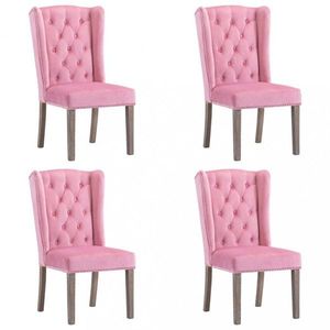 Jídelní židle 4 ks samet / kaučukovník Dekorhome Růžová, Jídelní židle 4 ks samet / kaučukovník Dekorhome Růžová obraz