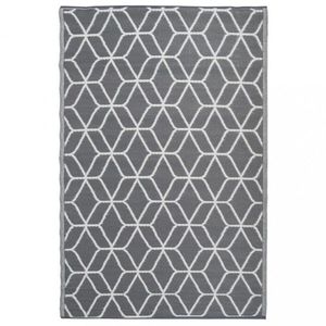 Venkovní koberec 121x180 cm Dekorhome Vzor grafika šedá / bílá obraz