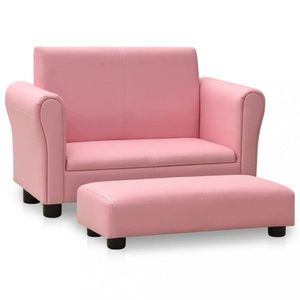 Dětská sedačka s podnožkou umělá kůže Dekorhome Světle růžová, Dětská sedačka s podnožkou umělá kůže Dekorhome Světle růžová obraz