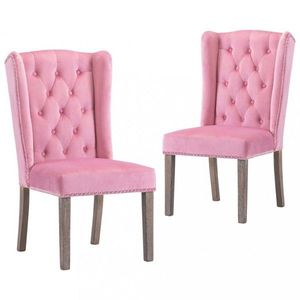 Jídelní židle 2 ks samet / kaučukovník Dekorhome Růžová obraz