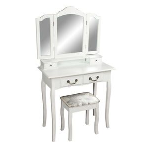 Toaletní stolek s taburetem REGINA NEW Bílá, Toaletní stolek s taburetem REGINA NEW Bílá obraz