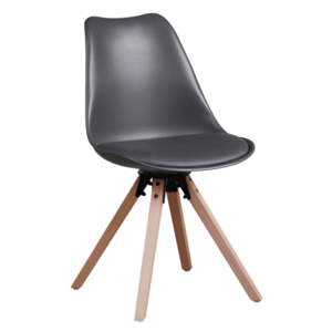Jídelní židle ETOSA ekokůže / plast / dřevo Tmavě šedá, Jídelní židle ETOSA ekokůže / plast / dřevo Tmavě šedá obraz