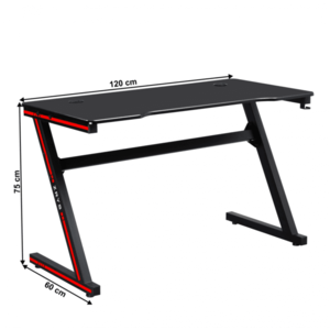 Herní stůl MACKENZIE černá / červená 120 cm, Herní stůl MACKENZIE černá / červená 120 cm obraz