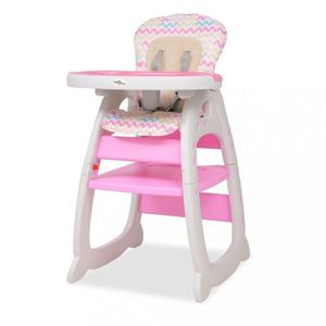 Dětská jídelní židlička 3v1 se stolkem Dekorhome Růžová obraz