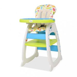 Dětská jídelní židlička 3v1 se stolkem Dekorhome Modrá / zelená, Dětská jídelní židlička 3v1 se stolkem Dekorhome Modrá / zelená obraz