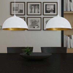 Závěsná lampa s nastavitelnou výškou 2 ks kov Dekorhome Bílá obraz