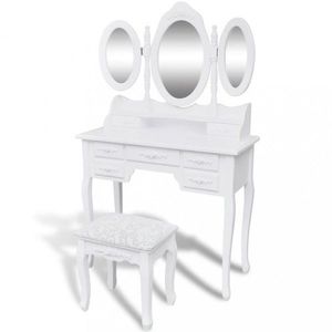 Toaletní stolek s taburetem Bílá, Toaletní stolek s taburetem Bílá obraz
