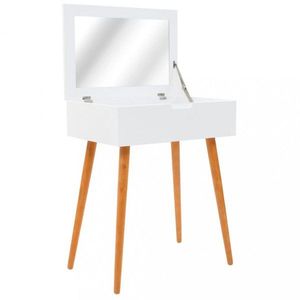 Toaletní stolek se zrcadlem bílá / hnědá Dekorhome, Toaletní stolek se zrcadlem bílá / hnědá Dekorhome obraz