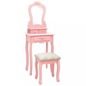 Toaletní stolek s taburetem Dekorhome Růžová, Toaletní stolek s taburetem Dekorhome Růžová obraz